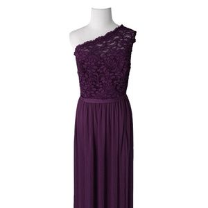 One Shoulder Lace Bridesmaid Dress F17063 Plum